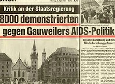 Demonstration gegen Gauweilers Aidspolitik (Ausriss aus der Münchner Abendzeitung)
