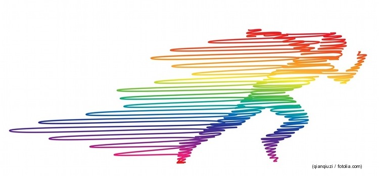 Läufer in Regenbogenfarben
