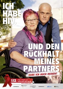 Angelika und ihr damaliger Partner auf dem Plakat zur Welt-Aids-Tags-Kampagne 2013