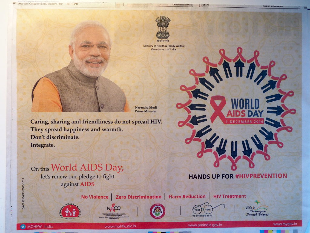 Plakat der Regierung Indiens zum Welt-Aids-Tag 2016