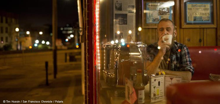 Peter Greene bei Kaffee und Pancakes in der Market Street in San Francisco