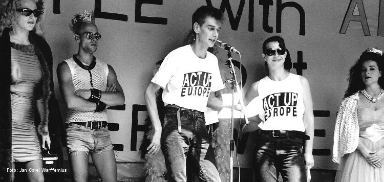 ACT UP in Europa Demo am Eröffnungstag der World-Aids-Conference 1992 in Amsterdam