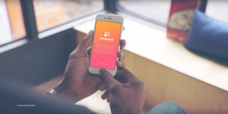 Smartphone mit der PrEP-App Prepared