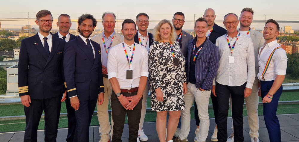 Gruppenbild auf dem Dach der Lufthansa-Zentrale