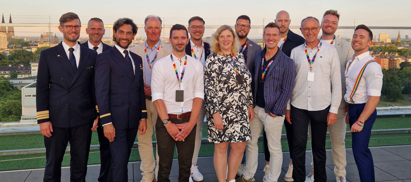 Gruppenbild auf dem Dach der Lufthansa-Zentrale